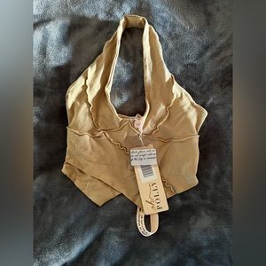Nude Cropped Halter Top